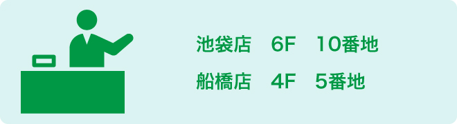 友の会センターで確認 池袋店6F10番地　船橋店4F5番地